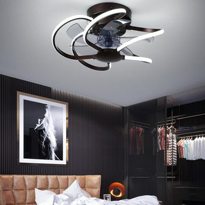 Modern Creative Cage LED Semi-Flush Mount Ceiling Fan Light