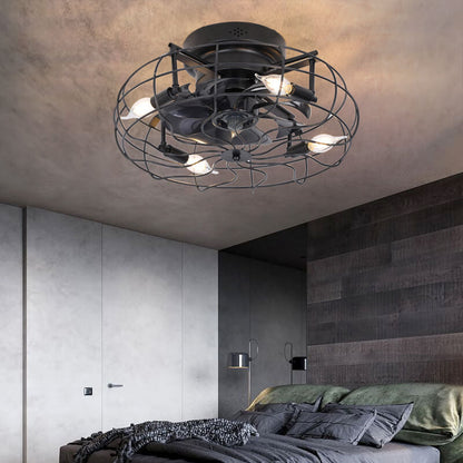 Industrial Retro Tungsten Light Bulb 4-Light Flush Mount Ceiling Fan Light