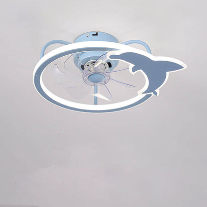 Childlike Star/Dolphin Design Quiet LED Flush Mount Fan Light