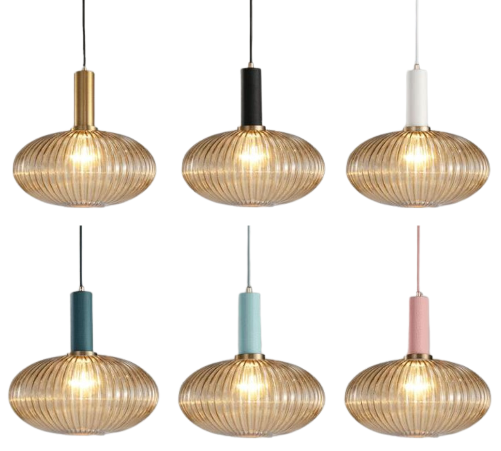 Walden vintage striped glass pendant light amber textured | Casa Norex