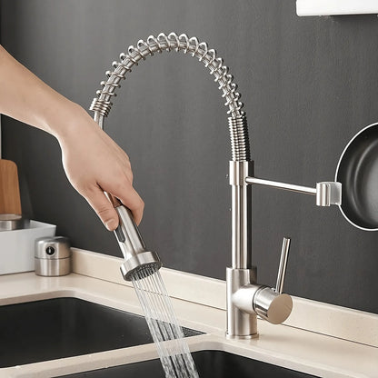 Halmstad - Single Hole Pre-Rinse Pull-Down Sprayer Spring Spout Kitchen Faucet