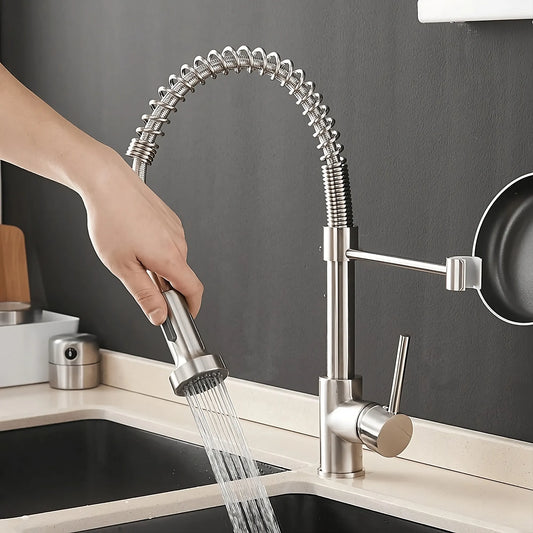 Halmstad - Single Hole Pre-Rinse Pull-Down Sprayer Spring Spout Kitchen Faucet
