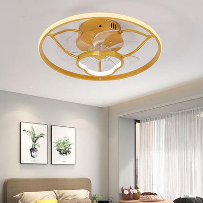 Gold Light Luxury Line Pattern Acrylic LED Flush Mount Ceiling Fan Light