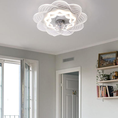 Modern Light Luxury Geometric Line Design LED Flush Mount Ceiling Fan Light