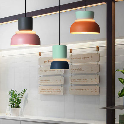 Macaron pendant light in cyan and yellow colorway — Casa Norex
