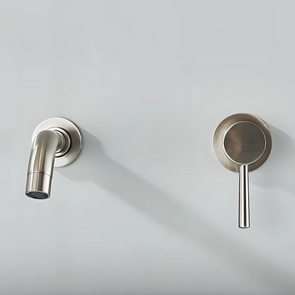 Wallcrest Wall-Mounted Bathroom Faucet top-down view — Antique Brass finish — Casa Norex