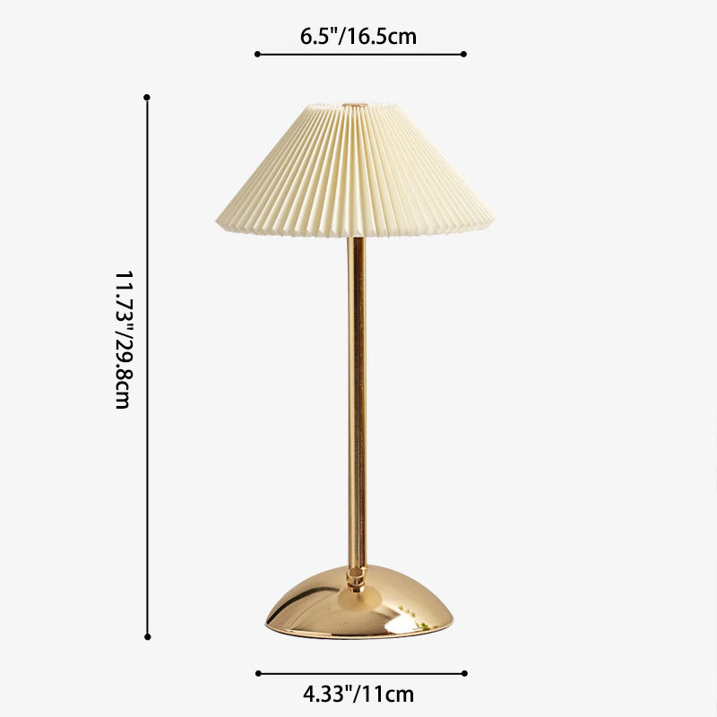 Table Lamp side profile view — pleated fabric shade on iron base 2 | Casa Norex