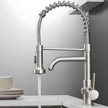 Glenmore 3-Way Filtered Pull-Down Kitchen Faucet — solid brass body, angled view | Casa Norex