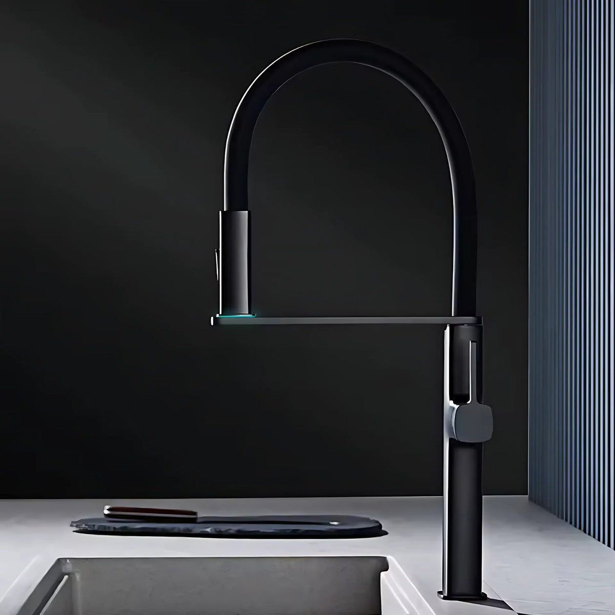 Sterling Luxury Pull-Down Kitchen Faucet — ceramic disc cartridge, angled view | Casa Norex