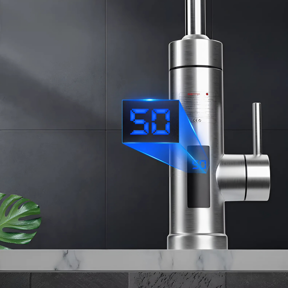 Close-up of ABS and stainless steel spout and handle on Thermosa Kitchen Faucet | Casa Norex