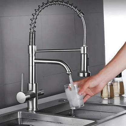 Glenmore 3-Way Filtered Pull-Down Kitchen Faucet — 3-way filtered water system | Casa Norex