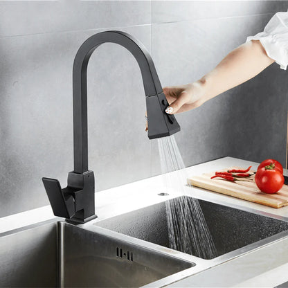 Brookhaven 2-Mode Pull-Out Kitchen Faucet — solid rust-resistant brass body, angled view | Casa Norex
