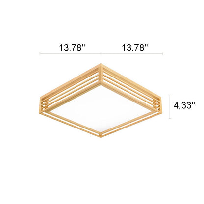 Flush Mount Ceiling Light side profile view — acrylic diffuser in solid wood frame 2 | Casa Norex