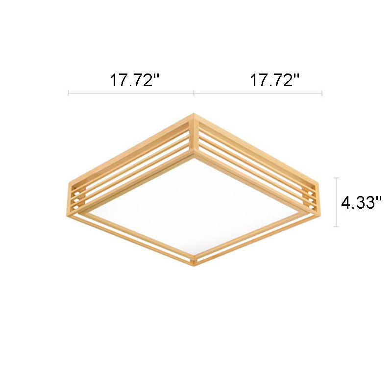 Flush Mount Ceiling Light top-down view — acrylic diffuser in solid wood frame 2 | Casa Norex