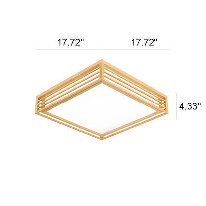 Flush Mount Ceiling Light top-down view — acrylic diffuser in solid wood frame 2 | Casa Norex