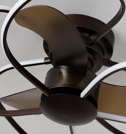 Modern Creative Cage LED Semi-Flush Mount Ceiling Fan Light
