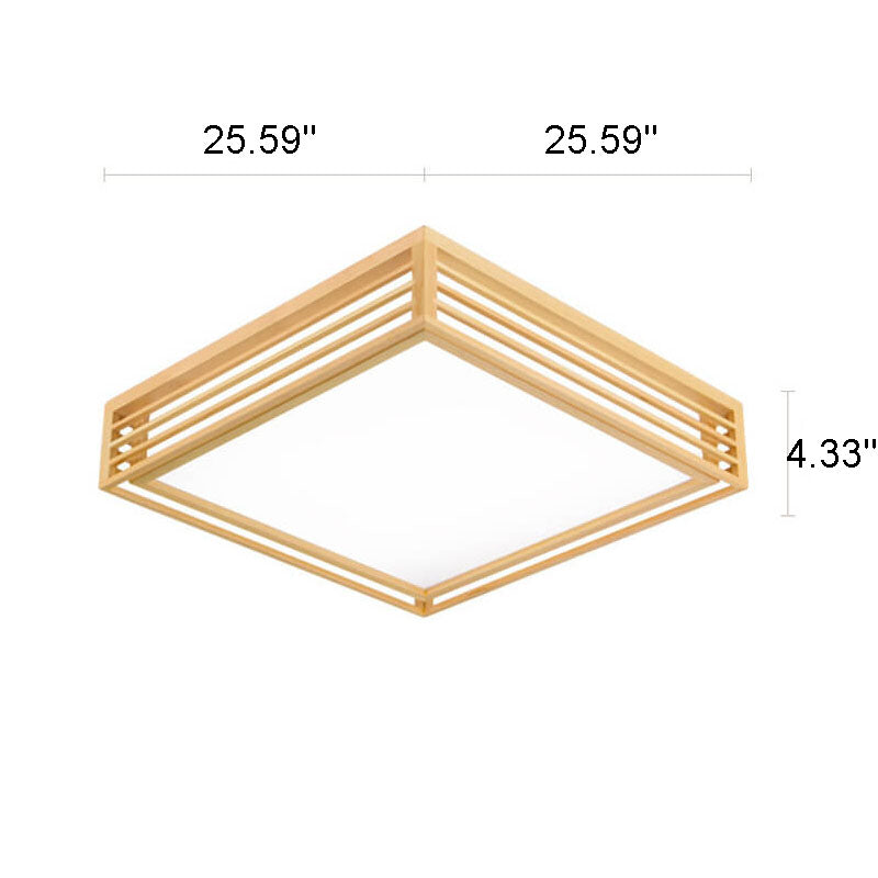 Flush Mount Ceiling Light alternate angle detail — acrylic diffuser in solid wood frame 2 | Casa Norex