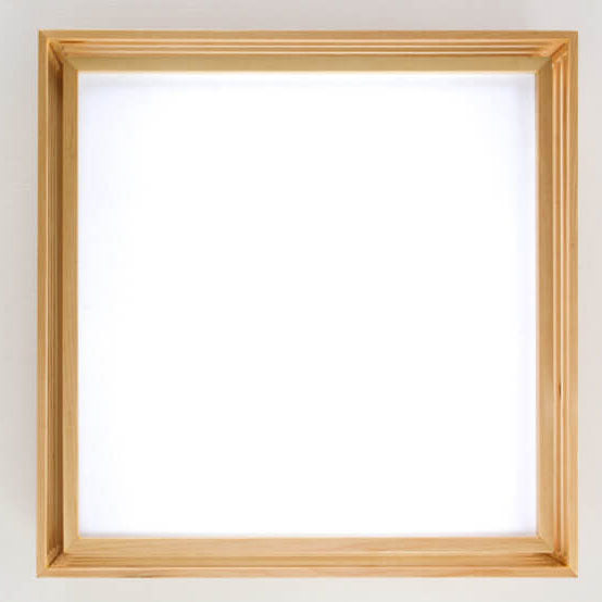 Flush Mount Ceiling Light mounting detail view — acrylic diffuser in solid wood frame 2 | Casa Norex