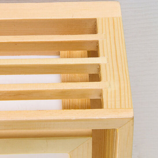 Flush Mount Ceiling Light corner angle view — acrylic diffuser in solid wood frame 2 | Casa Norex