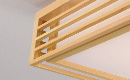 Flush Mount Ceiling Light front angle — acrylic diffuser in solid wood frame 3 | Casa Norex