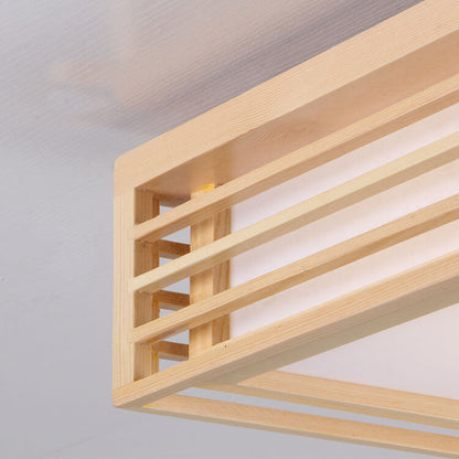Flush Mount Ceiling Light close-up view — acrylic diffuser in solid wood frame 2 | Casa Norex