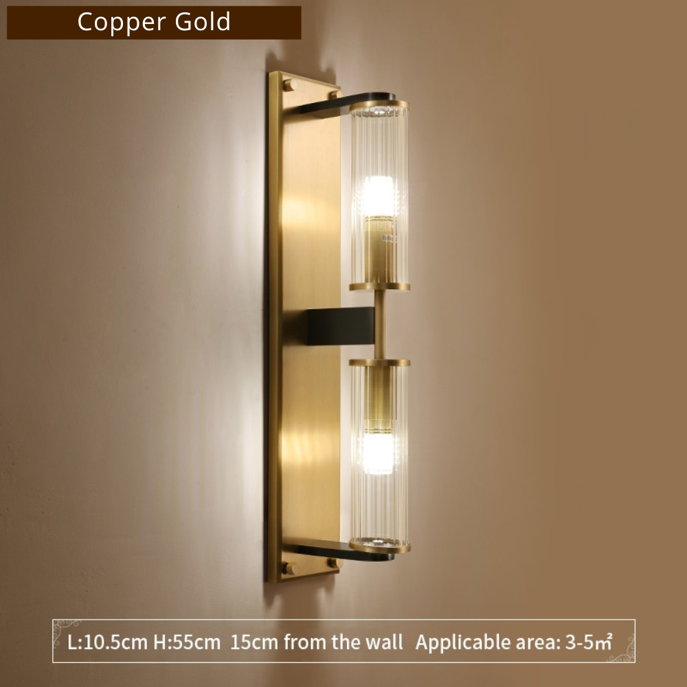Tereza copper glass column wall sconce dual-bulb | Casa Norex