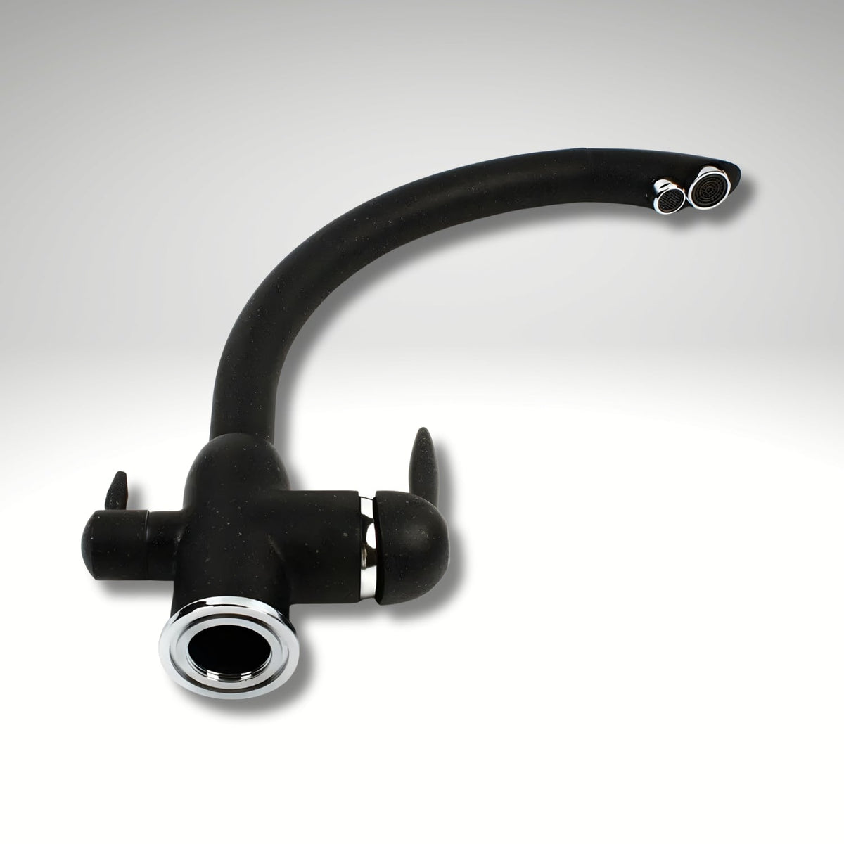 Stonewell 3-Way Kitchen Faucet — solid brass body, angled view | Casa Norex