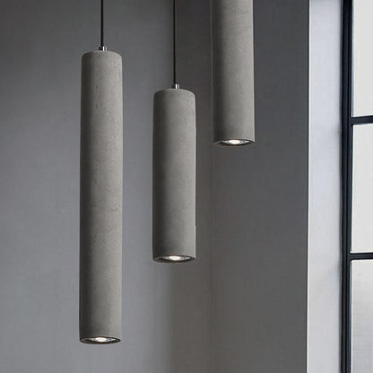 Pendant Light side profile view — raw cement tube shade | Casa Norex