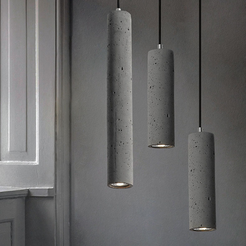 Pendant Light front angle — raw cement tube shade 2 | Casa Norex