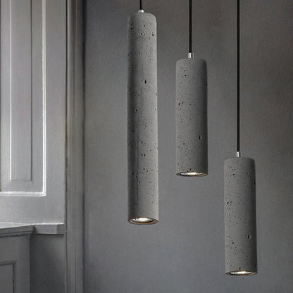Pendant Light front angle — raw cement tube shade 2 | Casa Norex