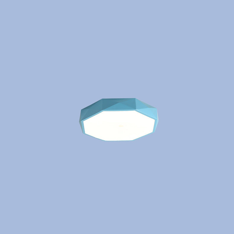 Flush Mount Ceiling Light corner angle view — faceted iron and acrylic shade 2 | Casa Norex