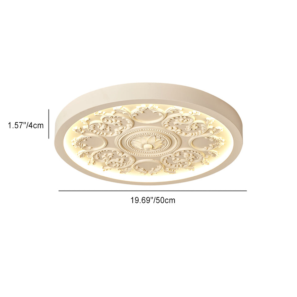 Flush Mount Ceiling Light side profile view — iron, resin and acrylic diffuser | Casa Norex