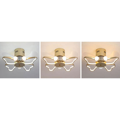 Nordic Creative Butterfly Shape LED Semi-Flush Mount Ceiling Fan Light
