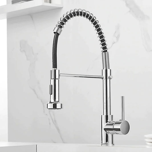 Halmstad - Single Hole Pre-Rinse Pull-Down Sprayer Spring Spout Kitchen Faucet
