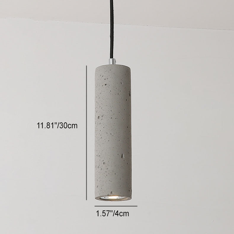 Pendant Light side profile view — raw cement tube shade 2 | Casa Norex
