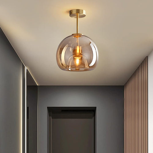 Semi flush mount ceiling light in bedroom setting — vintage glow | Casa Norex
