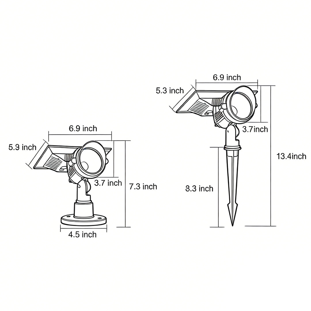 Dimension diagram — Thistle solar lawn spot light — Casa Norex