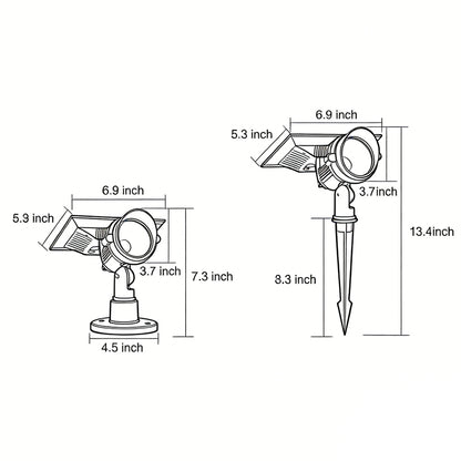 Dimension diagram — Thistle solar lawn spot light — Casa Norex