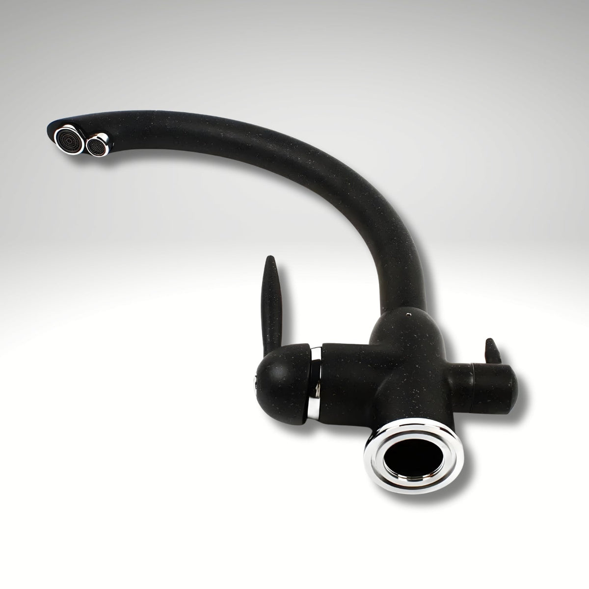 Stonewell 3-Way Kitchen Faucet — ceramic disc valve, angled view | Casa Norex