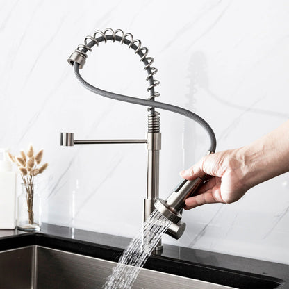Halmstad - Single Hole Pre-Rinse Pull-Down Sprayer Spring Spout Kitchen Faucet