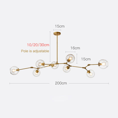 Clear globe arm chandelier 8-light version — Casa Norex