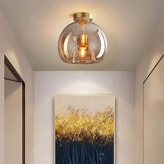 Retro copper glass semi flush mount — gold finish | Casa Norex