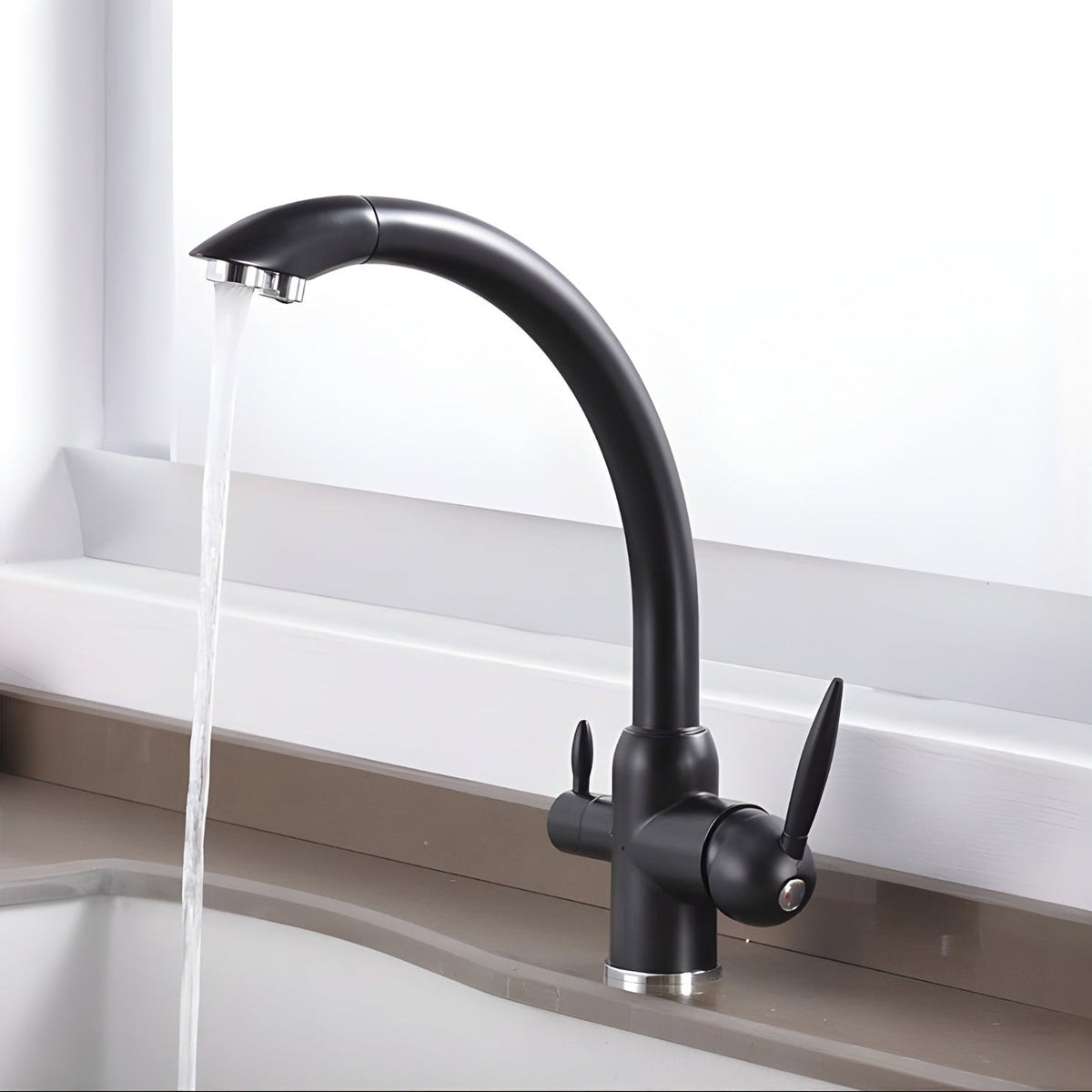 Stonewell 3-Way Kitchen Faucet — 3-way hot, cold, and filtered water system | Casa Norex
