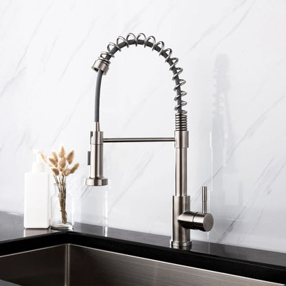 Halmstad - Single Hole Pre-Rinse Pull-Down Sprayer Spring Spout Kitchen Faucet