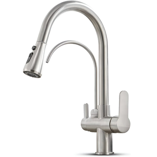 Karlstad - Three-Way Kitchen Faucet with Filter Tap & Pull-Down Spout for Kitchen Sink