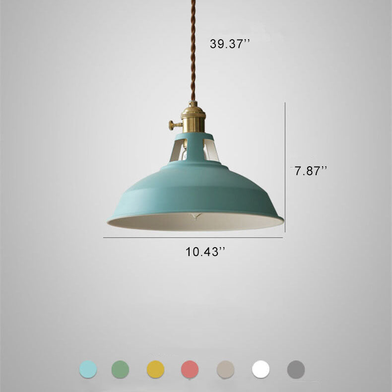 Barn shade pendant light dimensions — 10.43″ wide, 7.87″ high, 39.37″ adjustable cord — Casa Norex