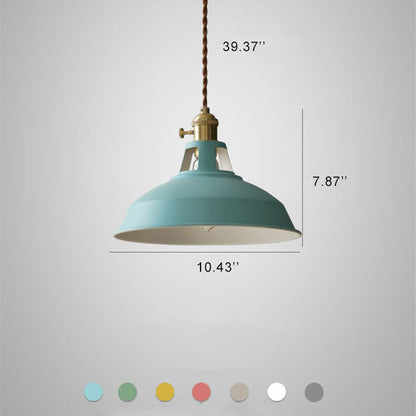 Barn shade pendant light dimensions — 10.43″ wide, 7.87″ high, 39.37″ adjustable cord — Casa Norex