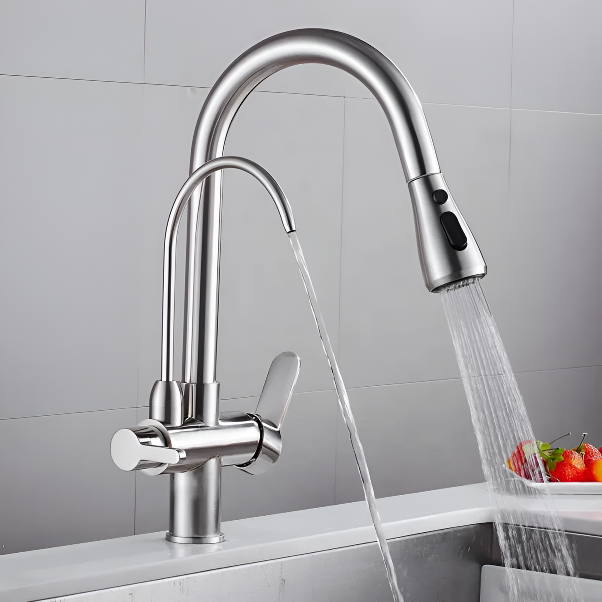 Karlstad - Three-Way Kitchen Faucet with Filter Tap & Pull-Down Spout for Kitchen Sink