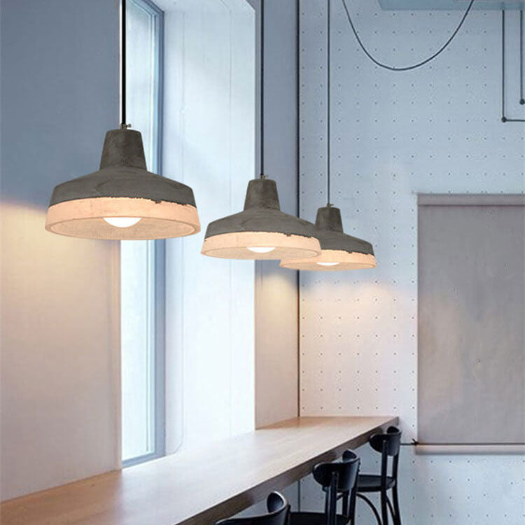 Pendant Light side profile view — cement and resin shade on metal frame | Casa Norex