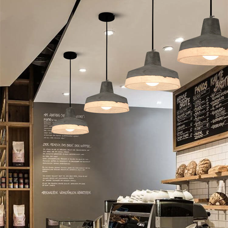 Pendant Light alternate angle detail — cement and resin shade on metal frame | Casa Norex